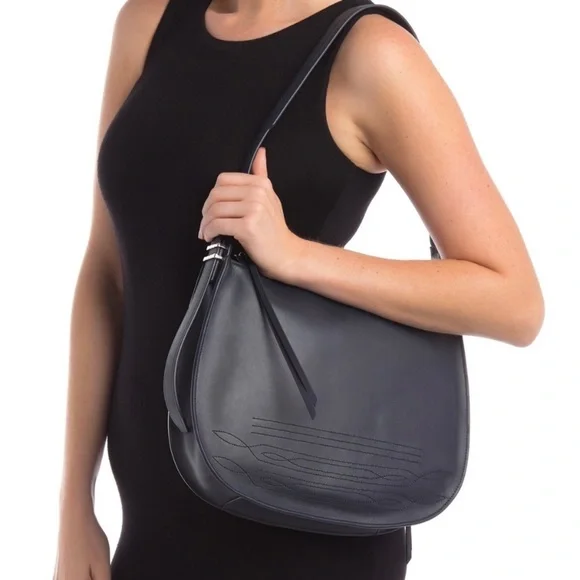 ALLSAINTS Cooper Hobo Leather Shoulder Bag in Navy - Picture 1 of 5